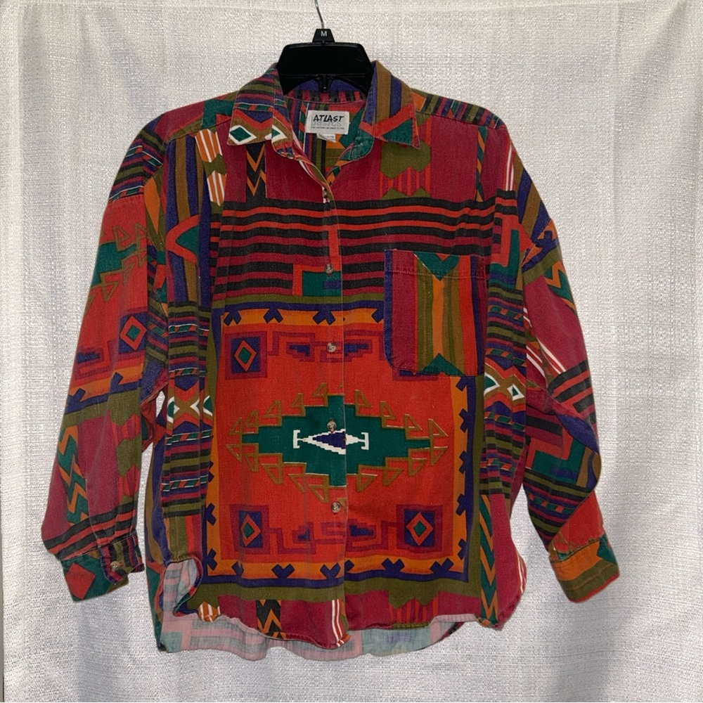 Vintage At Last Multicolor Geometric Button Down Shirt